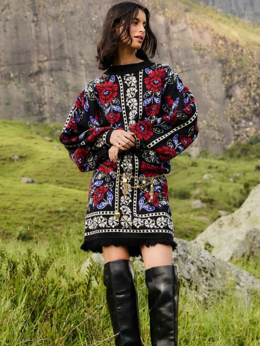 Farm Rio Valentina Puff Sleeve Dress